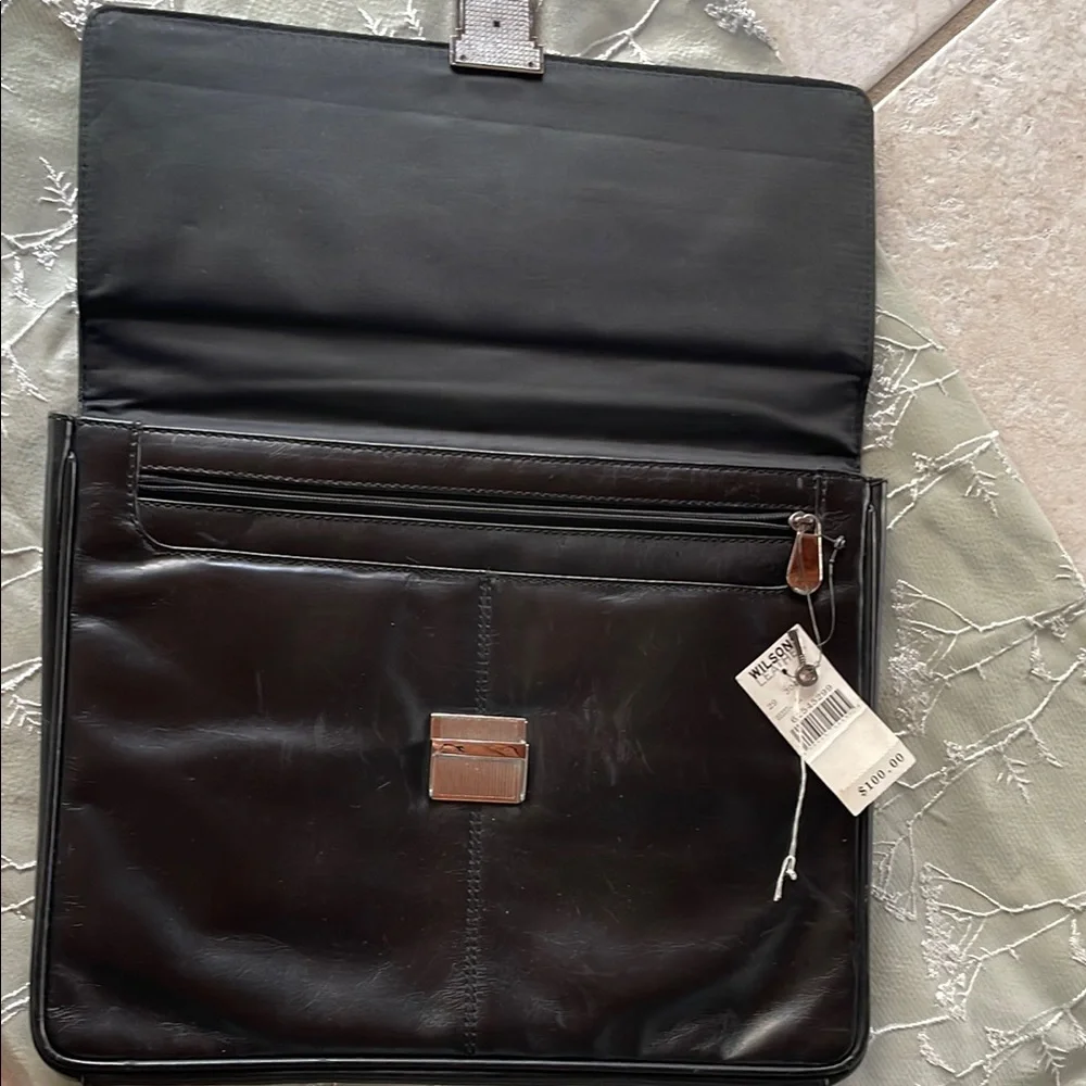 Wilsons Leather Black Briefcase with Minimalist Elegance